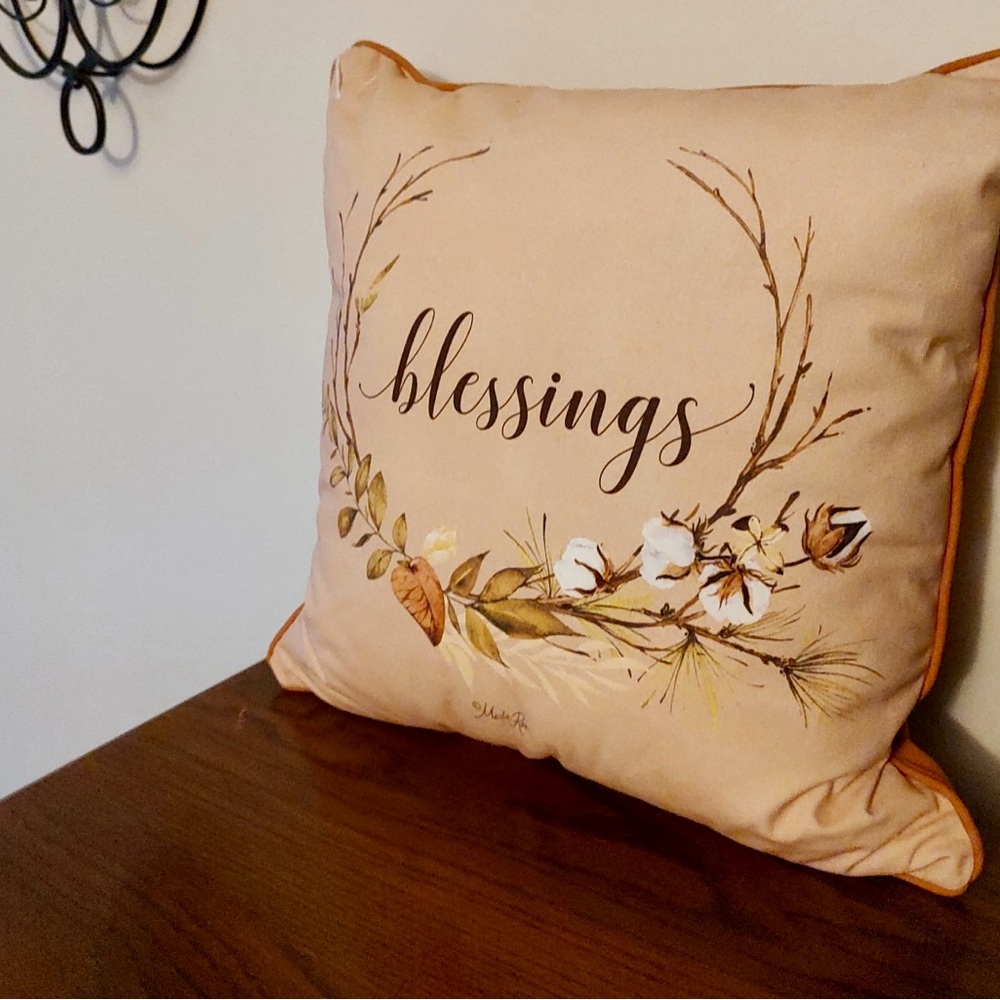 Decorative Pillow with Blessings Print